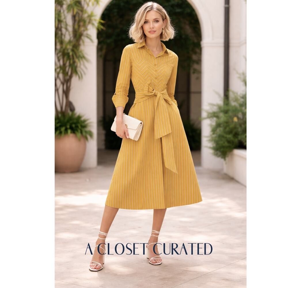 Evi Grintela Nicole Striped Shirt Midi Dress Size Extra Small NWT